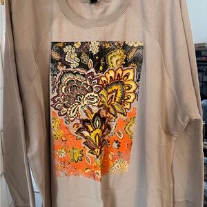 Tortid Lavender Sweatshirt with Orange and Yellow Paisley Print